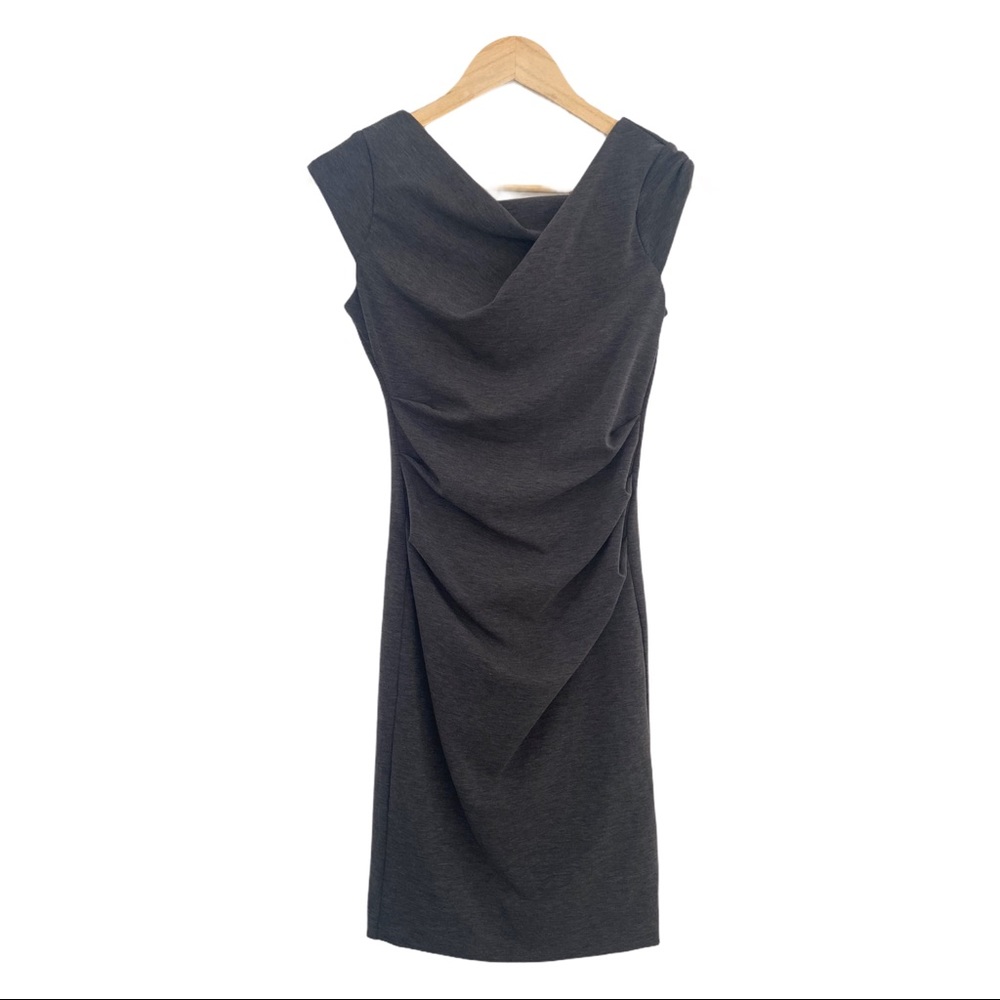 WHBM Dress Size 00P Gray Drape Sheath Dress $160